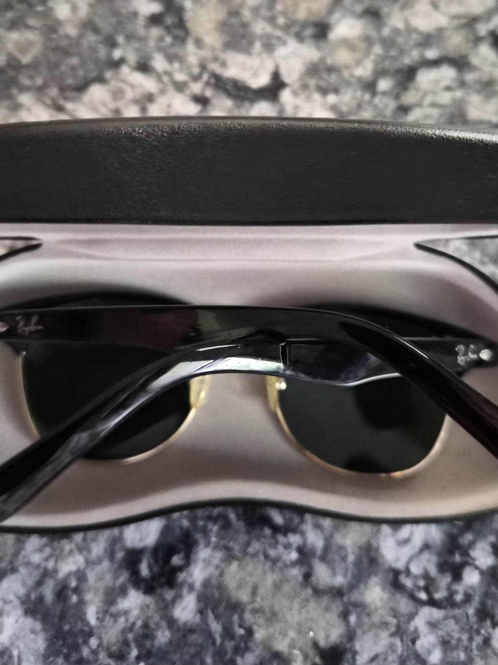 Ray-Ban Clubmaster Sunglasses - Black & Gold with Green Lenses - Picture 2 of 4